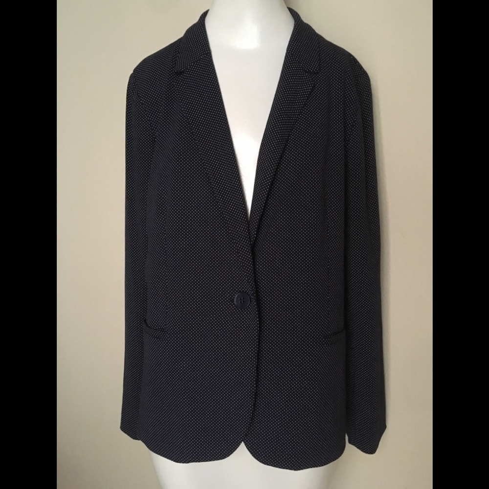 Chico’s Pin Dot Knit Blazer Blue Jacket  size 2